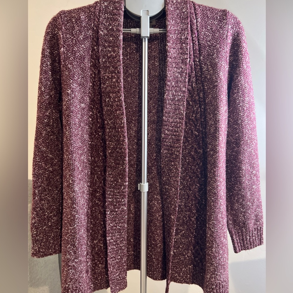 L.L. Bean Women's Burgundy Open-Front Cardigan